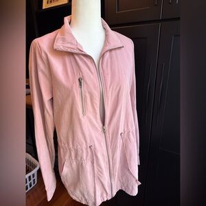 Lightweight blush pink zip-up jacket by MINE Los Angeles, size medium